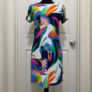 Jude Connally Ella Shift Dress Abstract Floral Print Resort Vacation Tropical XS